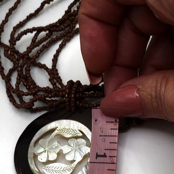 "5/$25" Multistrand Seed Bead Floral Abalone Shell Pendant Necklace - Picture 6 of 10